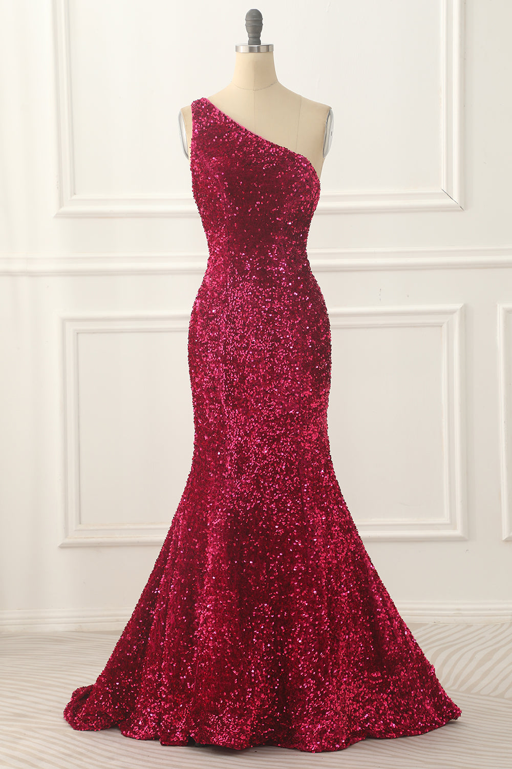 Luolandi Sequin Long Prom Dress One Shoulder Sparkly Evening Dress Floor Length